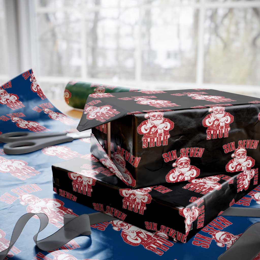 Six Seven Bruh Funny Christmas Wrapping Paper Roll Santa 67 Meme Teens Boys Kids Xmas Pajamas - Wonder Print Shop