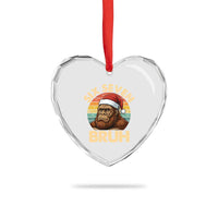 Six Seven Bruh Meme Christmas Bigfoot Heart Crystal Glass Ornament 67 Sasquatch Santa Retro Holiday - Wonder Print Shop