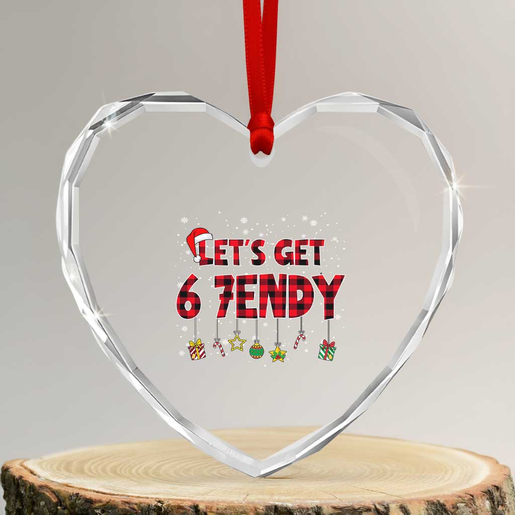 Six Seven Christmas Heart Crystal Glass Ornament Let's get Sendy 7endy Funny 67 6 7 Meme Gen Alpha Slang - Wonder Print Shop