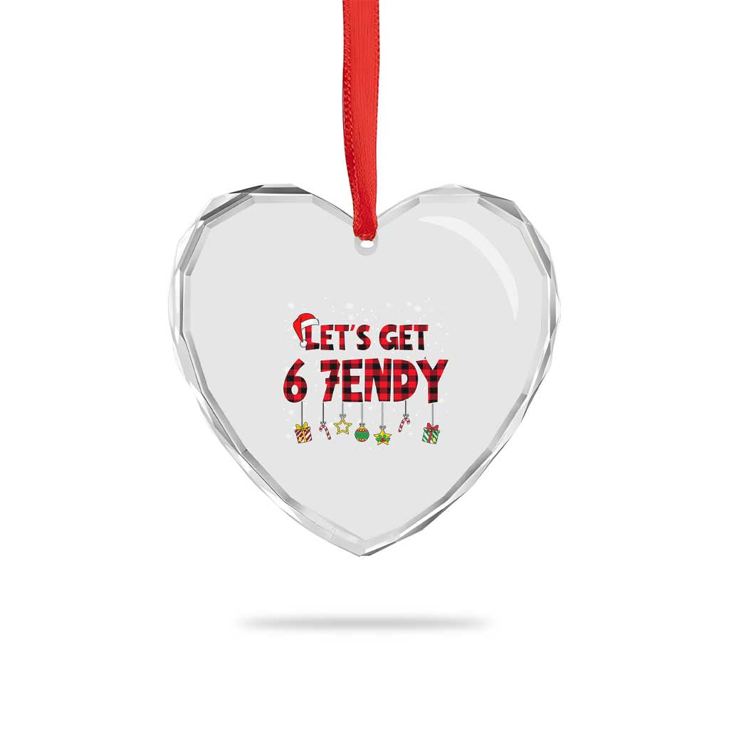Six Seven Christmas Heart Crystal Glass Ornament Let's get Sendy 7endy Funny 67 6 7 Meme Gen Alpha Slang - Wonder Print Shop