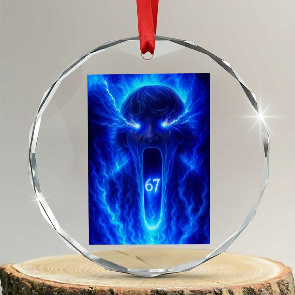 Six Seven Energy Overload Graphic Crystal Glass Ornament 67 Mason Kid Analog Horror Meme TS02