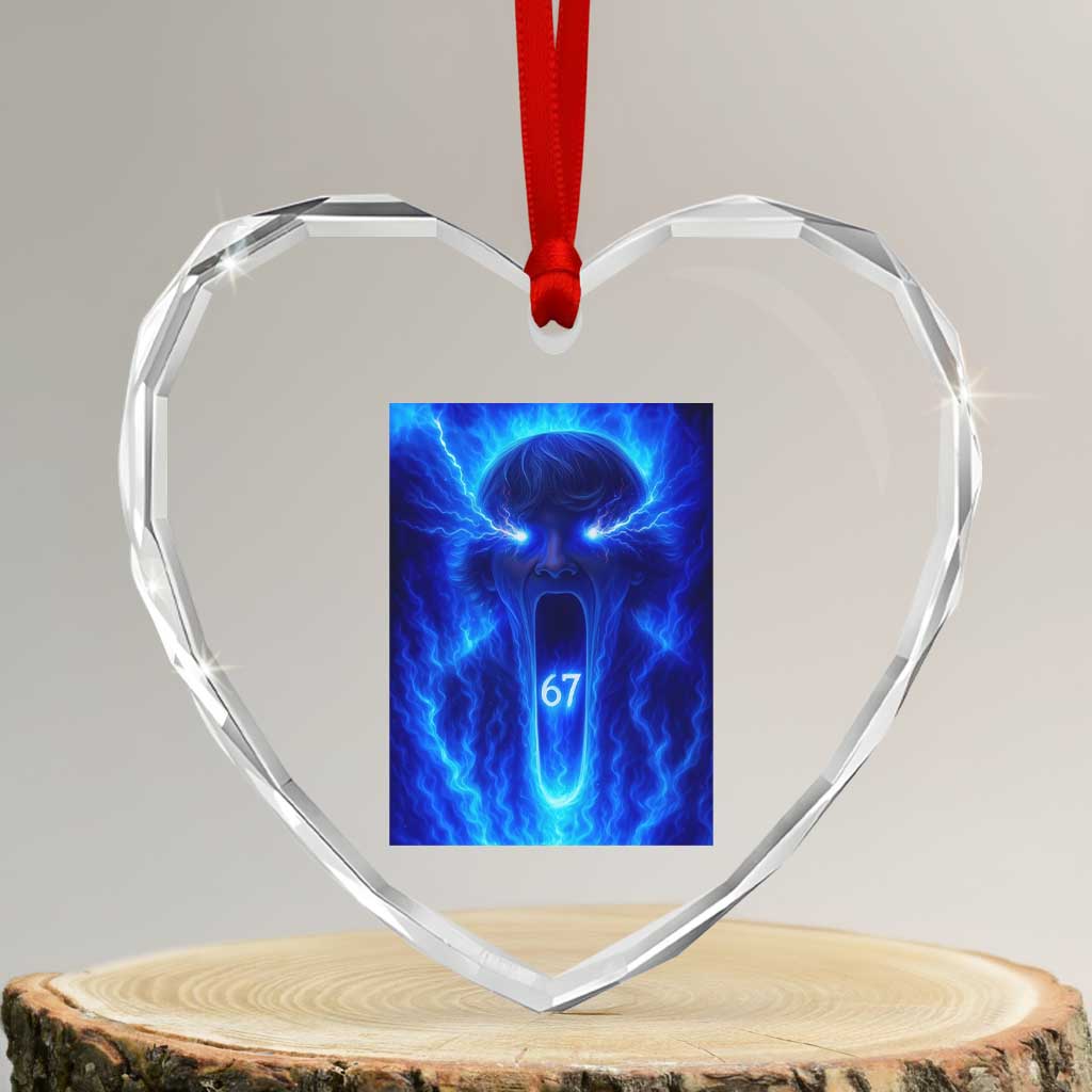 Six Seven Energy Overload Graphic Heart Crystal Glass Ornament 67 Mason Kid Analog Horror Meme - Wonder Print Shop