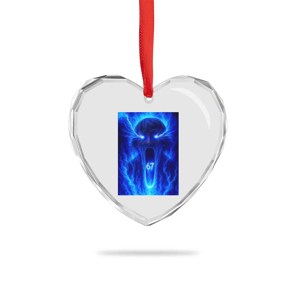 Six Seven Energy Overload Graphic Heart Crystal Glass Ornament 67 Mason Kid Analog Horror Meme - Wonder Print Shop