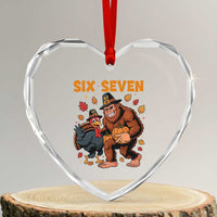 Six Seven Meme Bigfoot And Turkey Heart Crystal Glass Ornament Funny Thanksgiving Gift - Wonder Print Shop