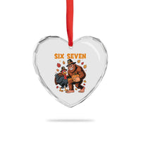 Six Seven Meme Bigfoot And Turkey Heart Crystal Glass Ornament Funny Thanksgiving Gift - Wonder Print Shop
