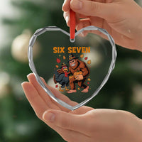 Six Seven Meme Bigfoot And Turkey Heart Crystal Glass Ornament Funny Thanksgiving Gift - Wonder Print Shop