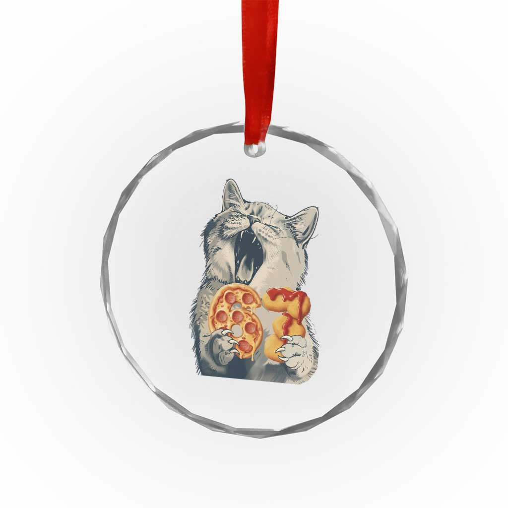 Six Seven Meme Cat 67 Pizza Nugget Crystal Glass Ornament Funny Gen Alpha 67 Trend Gift - Wonder Print Shop