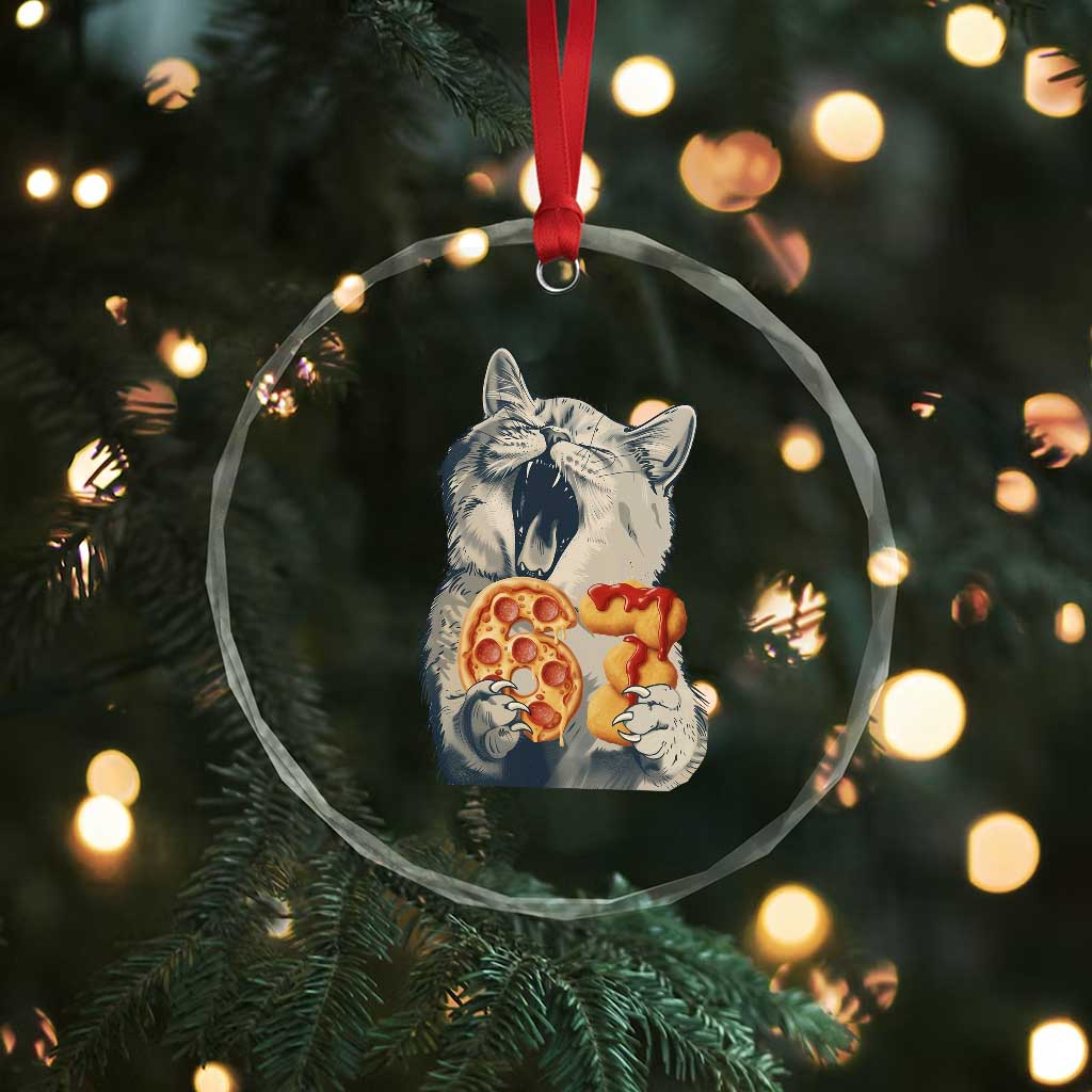 Six Seven Meme Cat 67 Pizza Nugget Crystal Glass Ornament Funny Gen Alpha 67 Trend Gift - Wonder Print Shop