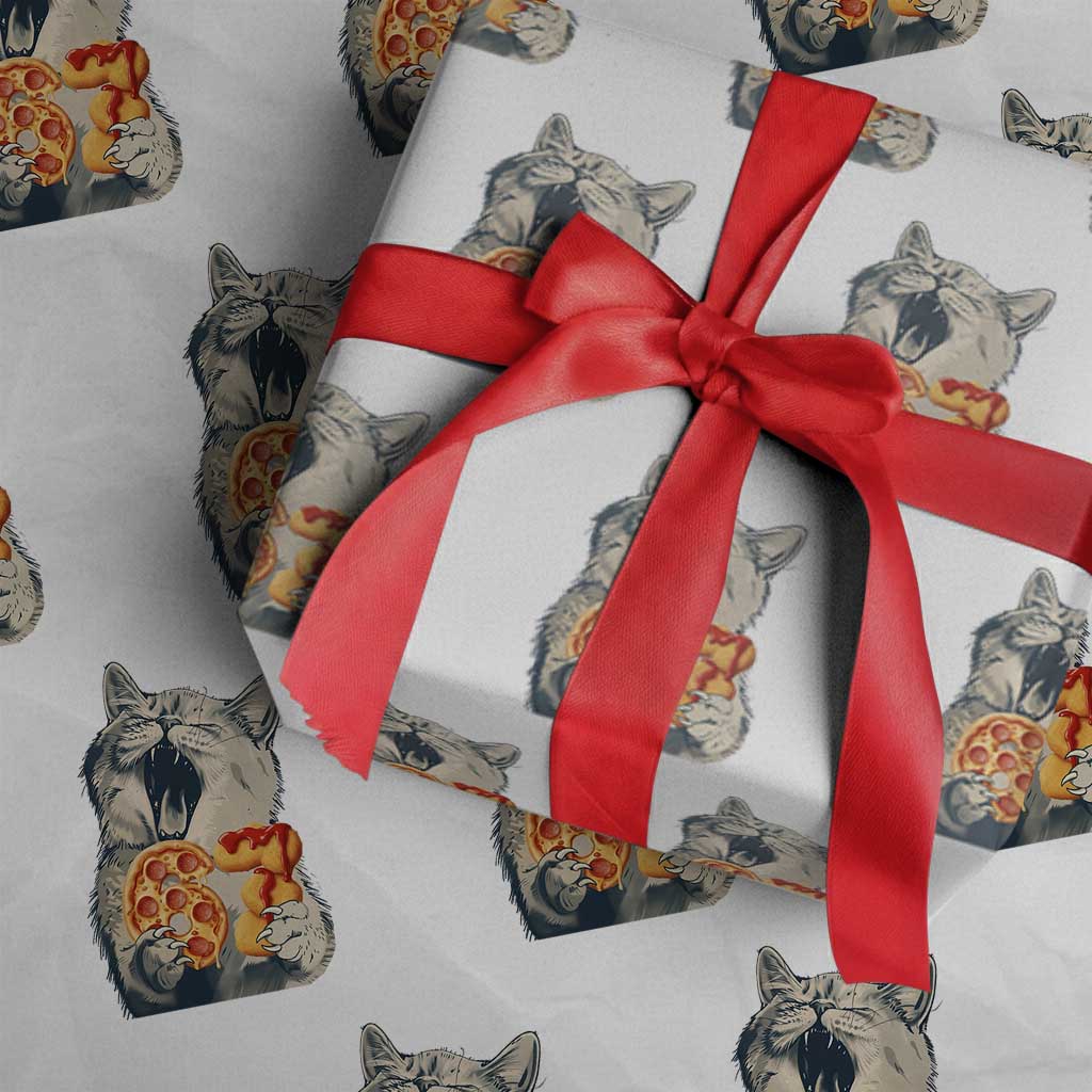 Six Seven Meme Cat 67 Pizza Nugget Wrapping Paper Roll Funny Gen Alpha 67 Trend Gift - Wonder Print Shop