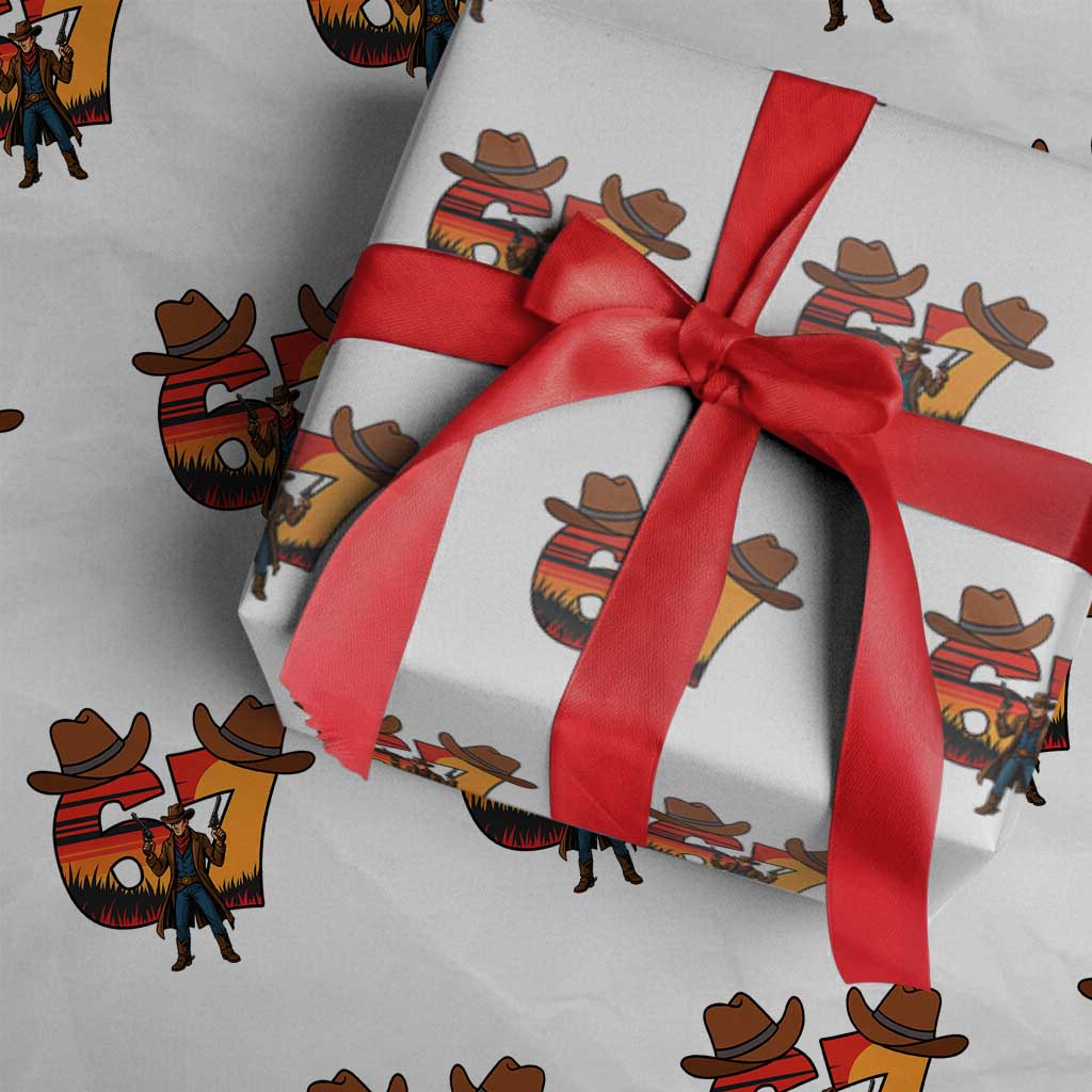 Six Seven Meme Cowboy Wrapping Paper Roll Funny Western 67 Trend Gift - Wonder Print Shop