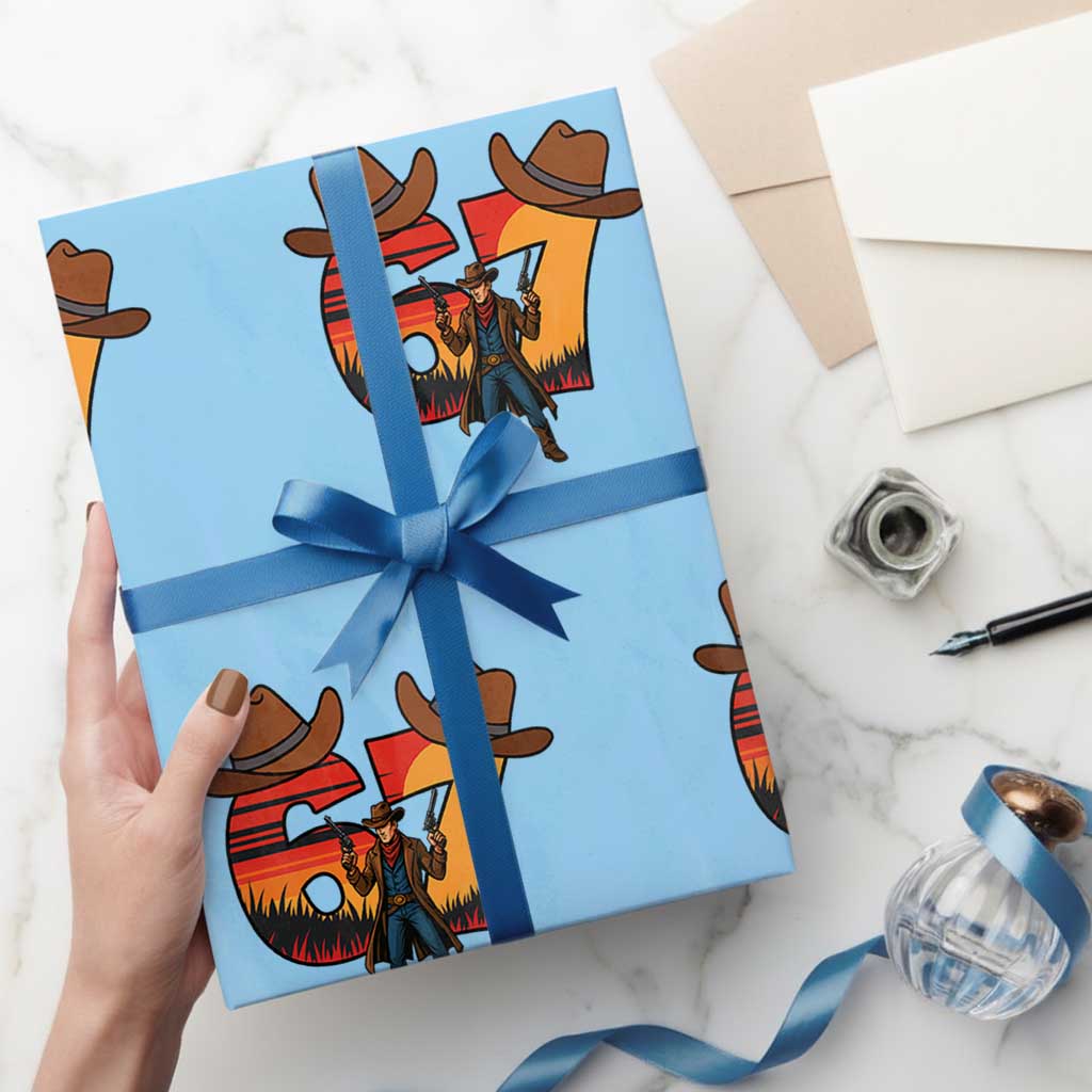 Six Seven Meme Cowboy Wrapping Paper Roll Funny Western 67 Trend Gift - Wonder Print Shop