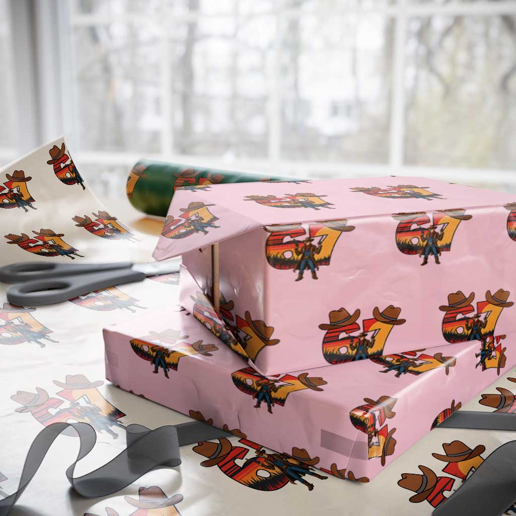 Six Seven Meme Cowboy Wrapping Paper Roll Funny Western 67 Trend Gift - Wonder Print Shop