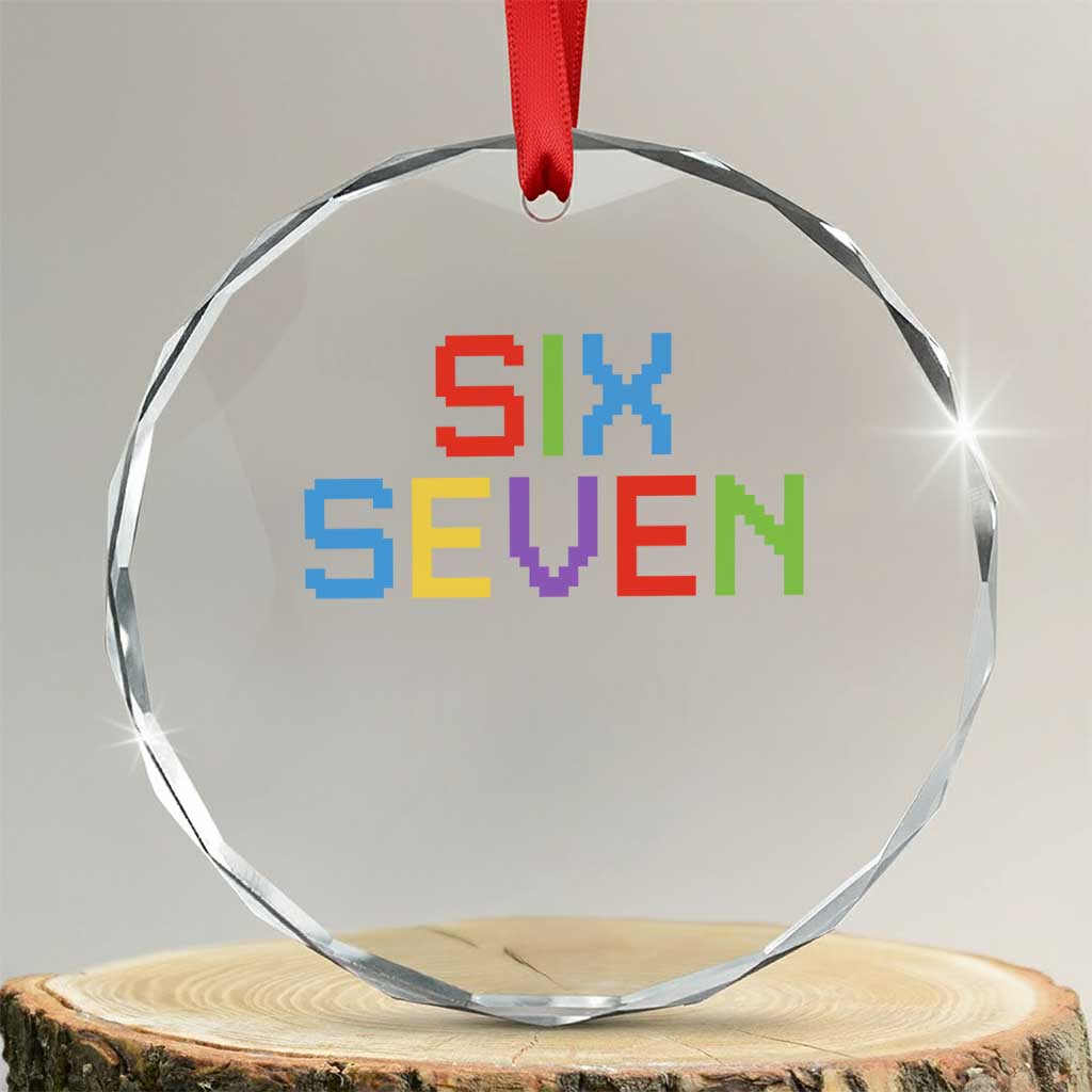 Six Seven Meme Pixel 67 Gen Alpha Meme Crystal Glass Ornament - Wonder Print Shop