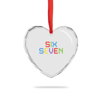 Six Seven Meme Pixel 67 Gen Alpha Meme Heart Crystal Glass Ornament - Wonder Print Shop