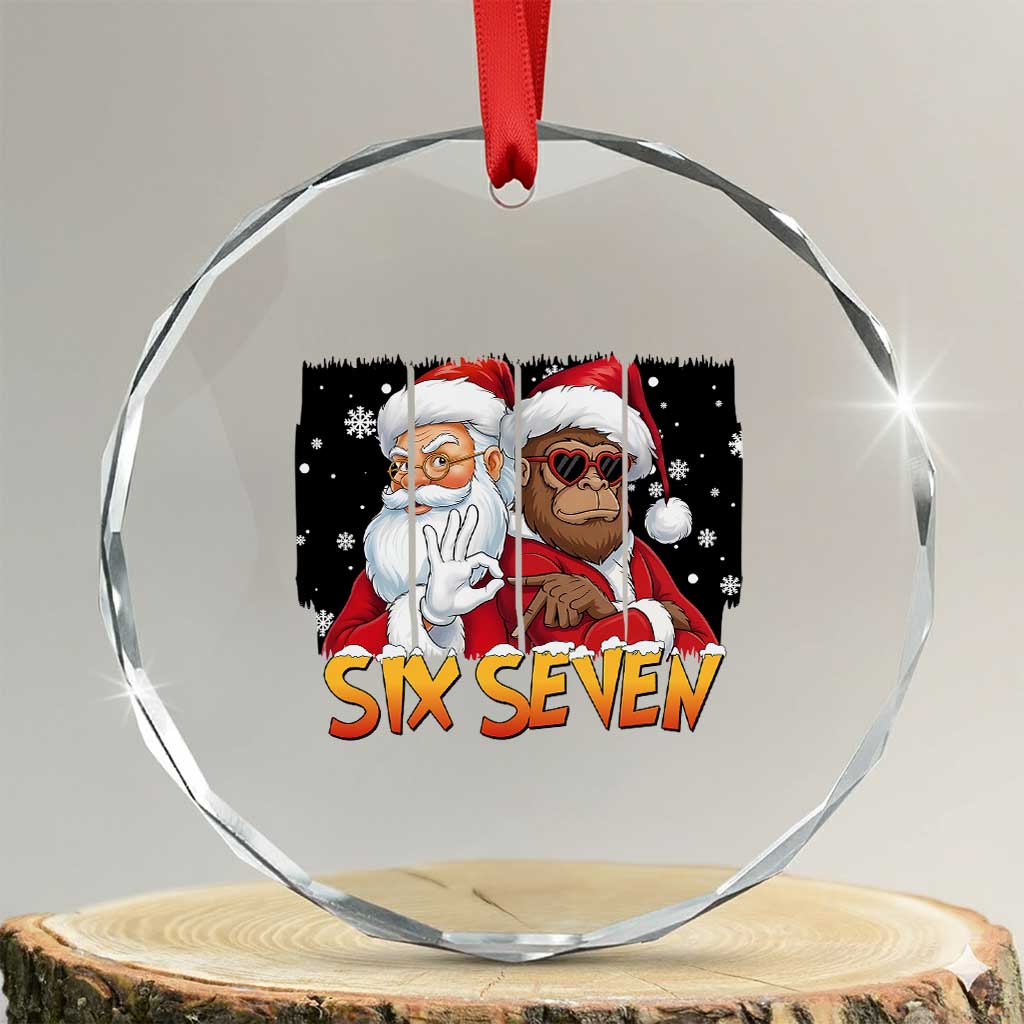 Six Seven Meme Santa Bigfoot Crystal Glass Ornament 67 Viral Gen Alpha Slang Christmas Gift - Wonder Print Shop