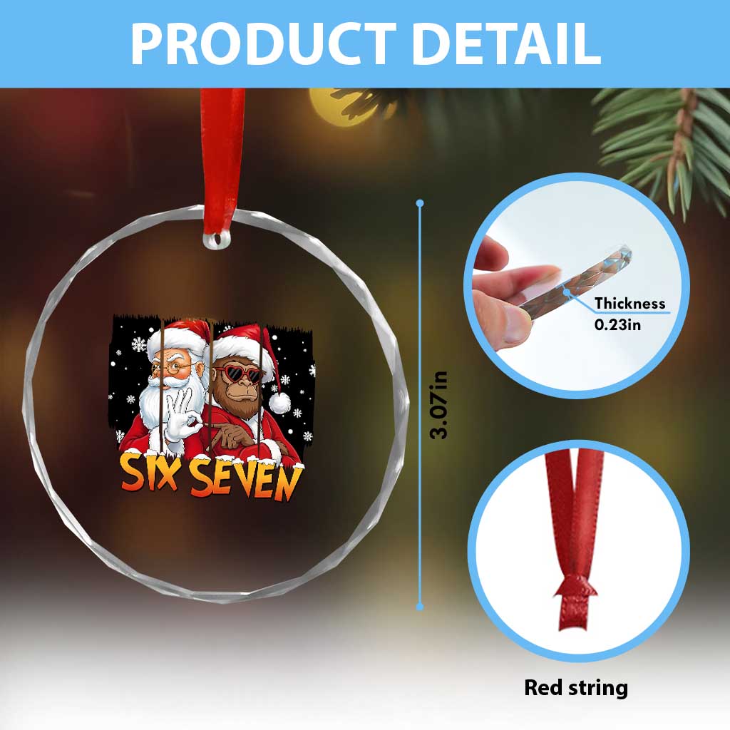 Six Seven Meme Santa Bigfoot Crystal Glass Ornament 67 Viral Gen Alpha Slang Christmas Gift - Wonder Print Shop
