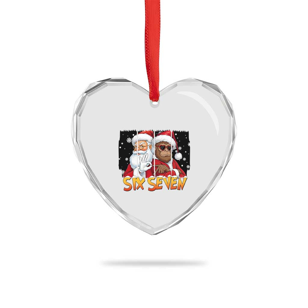 Six Seven Meme Santa Bigfoot Heart Crystal Glass Ornament 67 Viral Gen Alpha Slang Christmas Gift - Wonder Print Shop