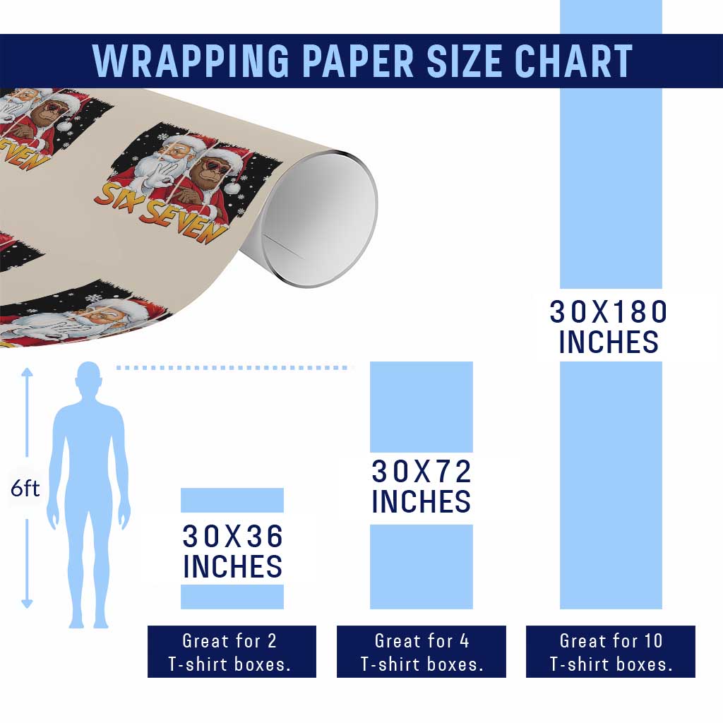 Six Seven Meme Santa Bigfoot Wrapping Paper Roll 67 Viral Gen Alpha Slang Christmas Gift - Wonder Print Shop
