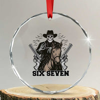 Six Seven Meme Skeleton Cowboy Crystal Glass Ornament Funny Western Gift - Wonder Print Shop