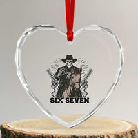 Six Seven Meme Skeleton Cowboy Heart Crystal Glass Ornament Funny Western Gift - Wonder Print Shop