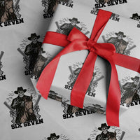Six Seven Meme Skeleton Cowboy Wrapping Paper Roll Funny Western Gift - Wonder Print Shop