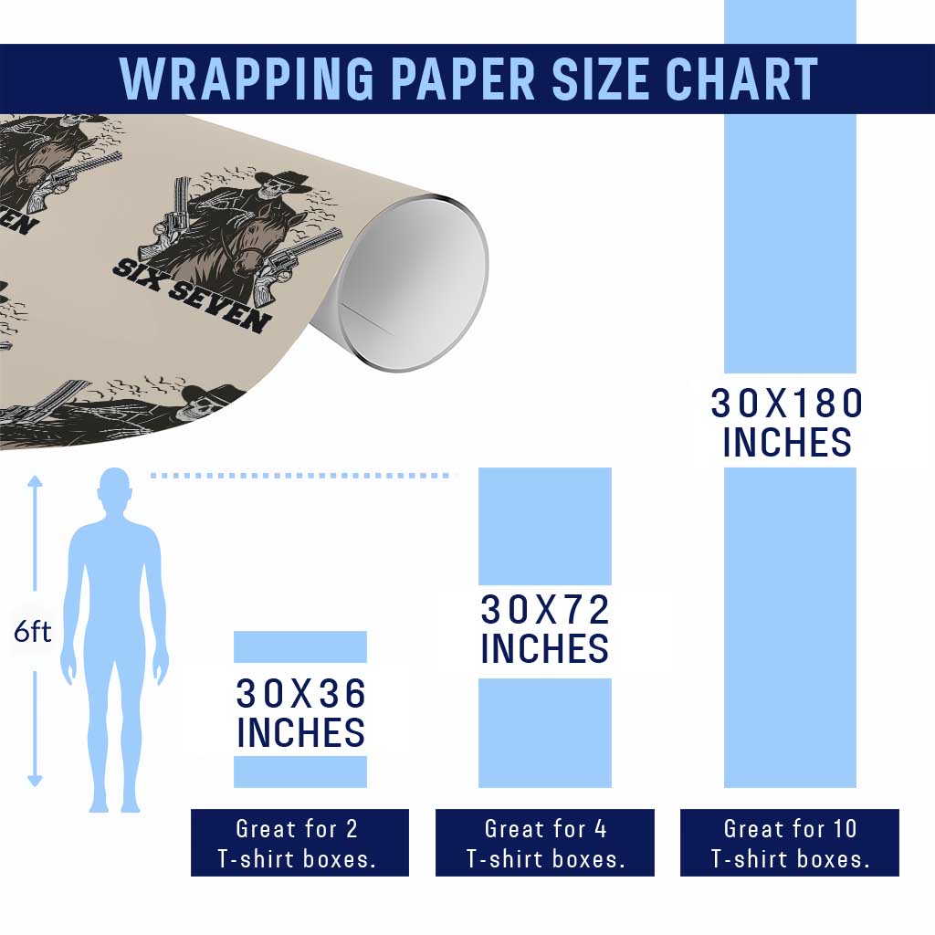 Six Seven Meme Skeleton Cowboy Wrapping Paper Roll Funny Western Gift - Wonder Print Shop