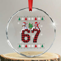 Six Seven Meme Snowman Santa Dab Crystal Glass Ornament Funny Christmas Ugly Sweater Gift - Wonder Print Shop