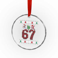 Six Seven Meme Snowman Santa Dab Crystal Glass Ornament Funny Christmas Ugly Sweater Gift - Wonder Print Shop