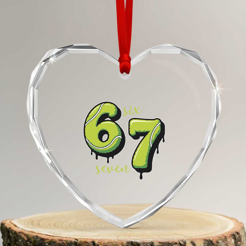 Six Seven Meme Tennis Lover Heart Crystal Glass Ornament Gen Alpha Slang Gift - Wonder Print Shop
