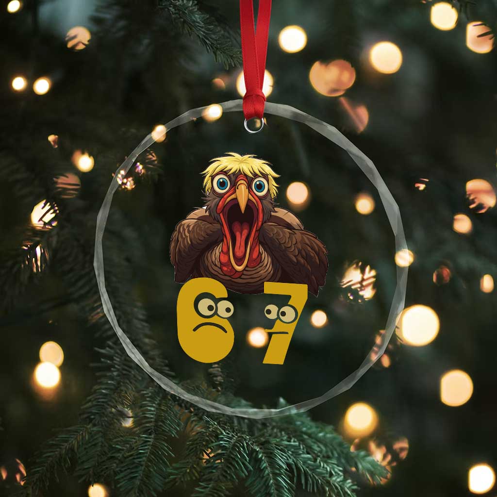Six Seven Meme Turkey Crystal Glass Ornament Trending Gen Alpha Thanksgiving Gift - Wonder Print Shop