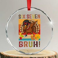 Six Seven Meme Turkey Dabbing Crystal Glass Ornament Funny Thanksgiving Gift - Wonder Print Shop