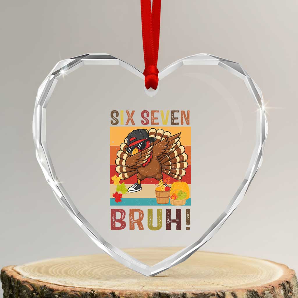 Six Seven Meme Turkey Dabbing Heart Crystal Glass Ornament Funny Thanksgiving Gift - Wonder Print Shop