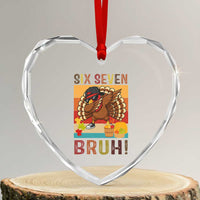 Six Seven Meme Turkey Dabbing Heart Crystal Glass Ornament Funny Thanksgiving Gift - Wonder Print Shop