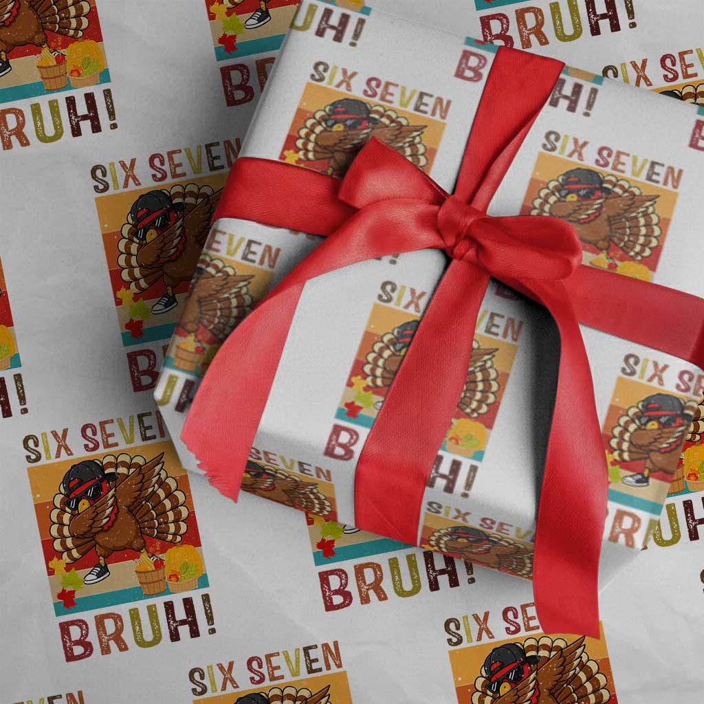 Six Seven Meme Turkey Dabbing Wrapping Paper Roll Funny Thanksgiving Gift - Wonder Print Shop