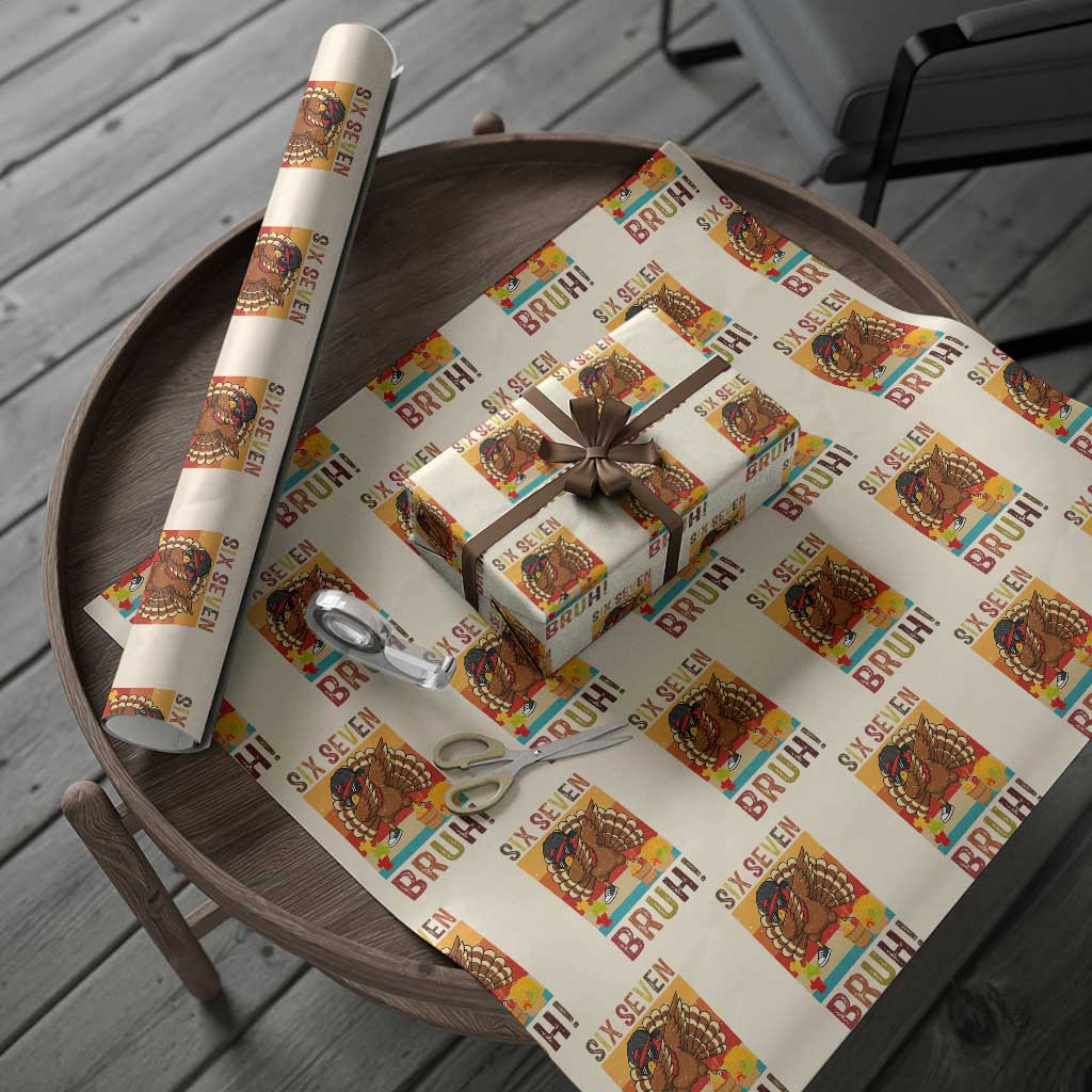 Six Seven Meme Turkey Dabbing Wrapping Paper Roll Funny Thanksgiving Gift - Wonder Print Shop