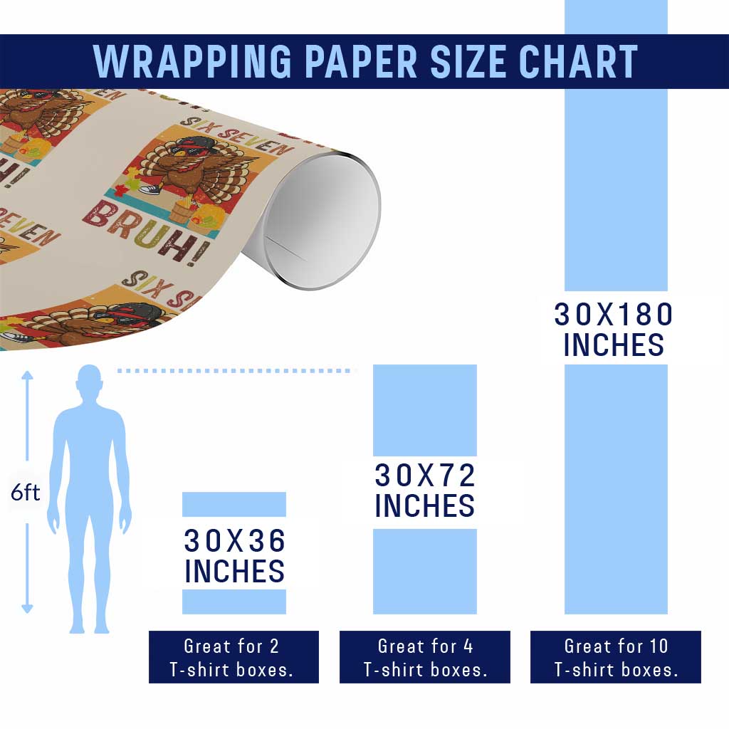 Six Seven Meme Turkey Dabbing Wrapping Paper Roll Funny Thanksgiving Gift - Wonder Print Shop