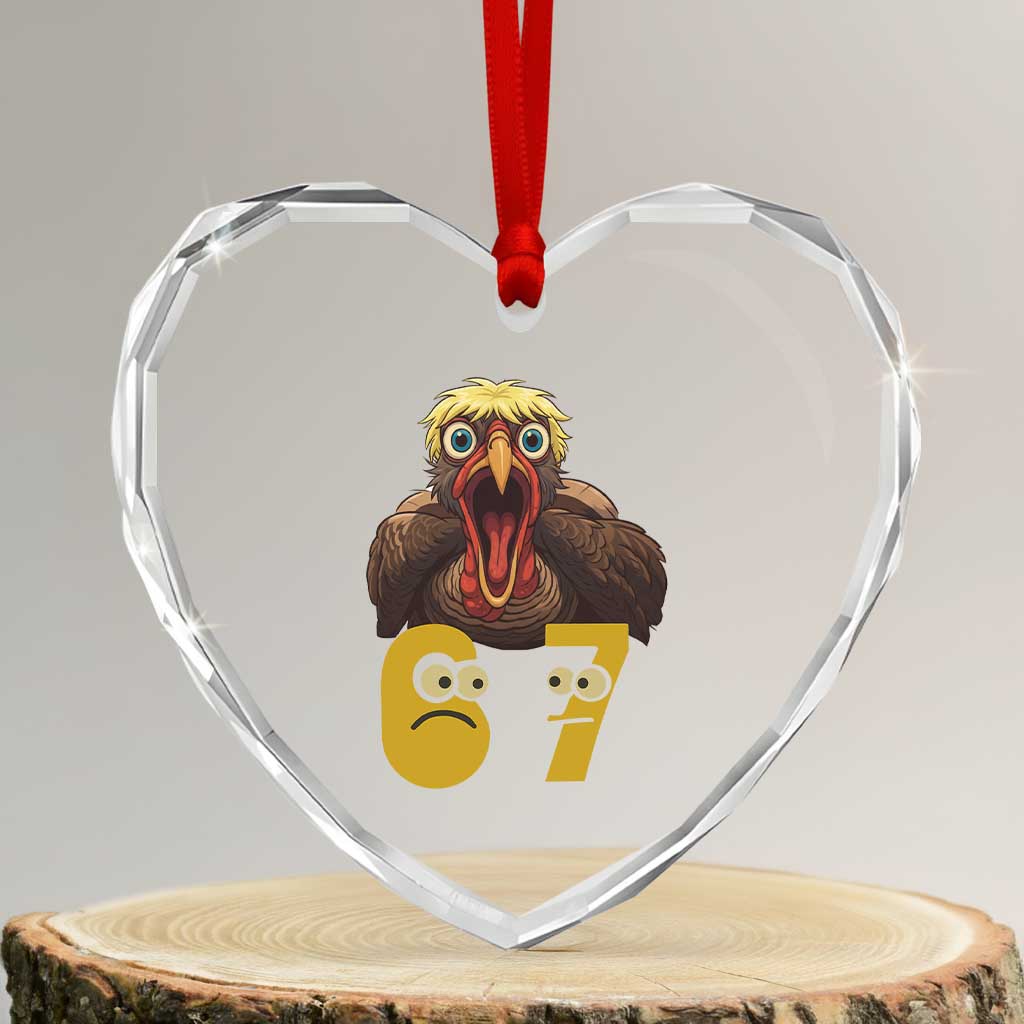 Six Seven Meme Turkey Heart Crystal Glass Ornament Trending Gen Alpha Thanksgiving Gift - Wonder Print Shop