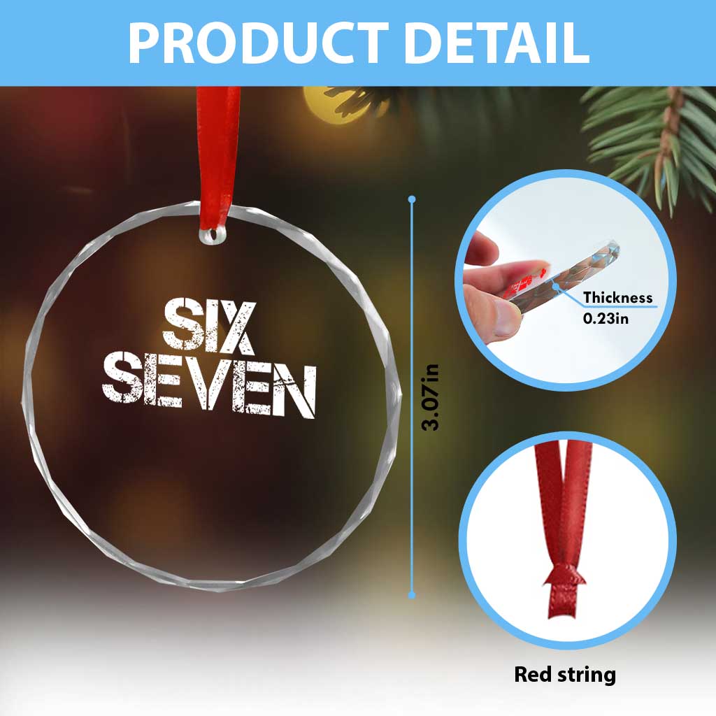 Six Seven Meme Vintage 67 Gen Alpha Meme Crystal Glass Ornament - Wonder Print Shop