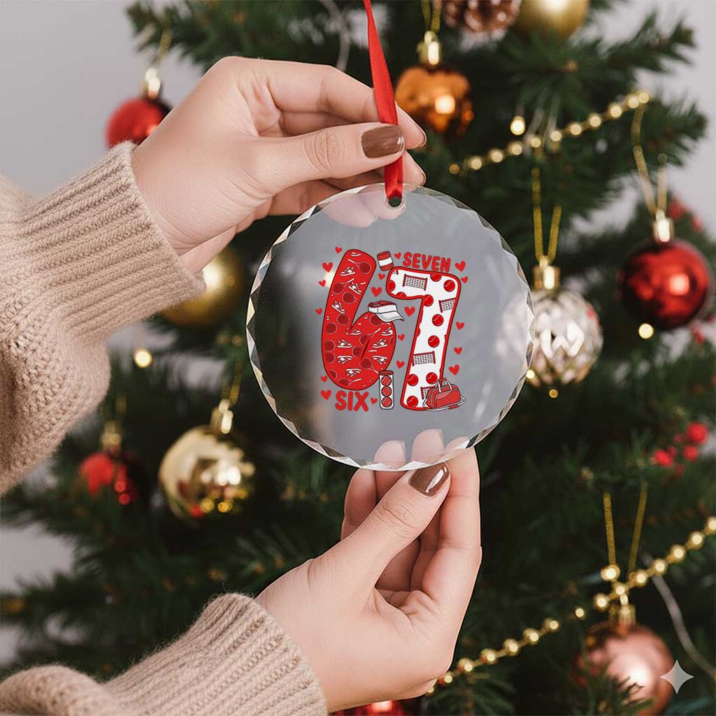 Six Seven Tennis Meme Crystal Glass Ornament Funny Gen Alpha Valentine - Wonder Print Shop