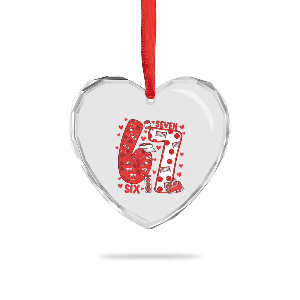 Six Seven Tennis Meme Heart Crystal Glass Ornament Funny Gen Alpha Valentine - Wonder Print Shop