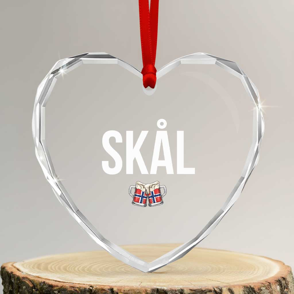 Skål Cheers in Norwegian Norway Heart Crystal Glass Ornament Funny Drinking Beer Norwegian Scandinavian