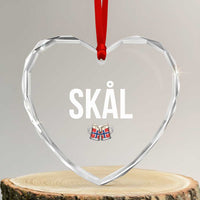 Skål Cheers in Norwegian Norway Heart Crystal Glass Ornament Funny Drinking Beer Norwegian Scandinavian