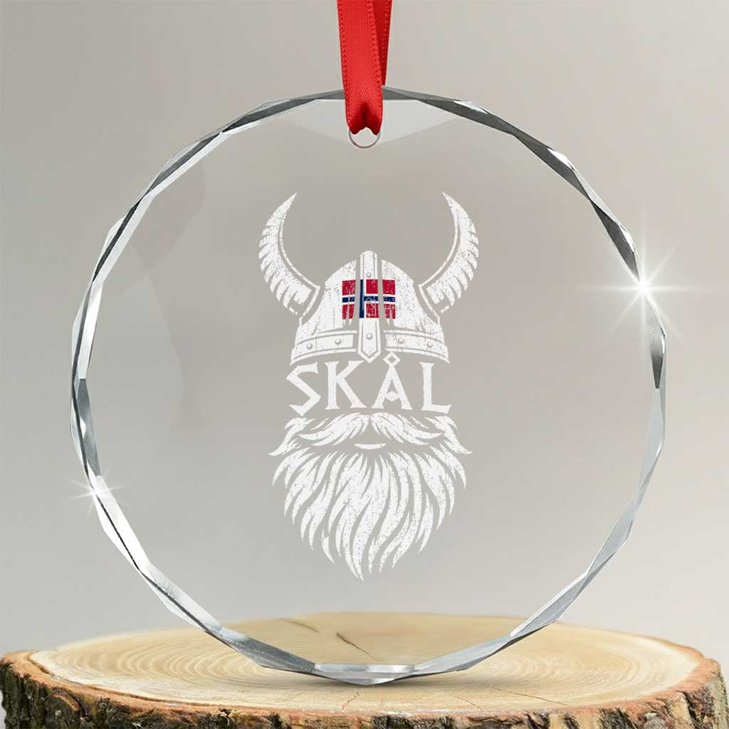 Skål Viking Norway Flag Crystal Glass Ornament Norwegian Cheer Vintage Norse Pride Graphic