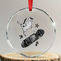 Skateboard Cat Y2K Crystal Glass Ornament Rockstar Gf Aesthetic Cat Retro Grunge Skater - Wonder Print Shop