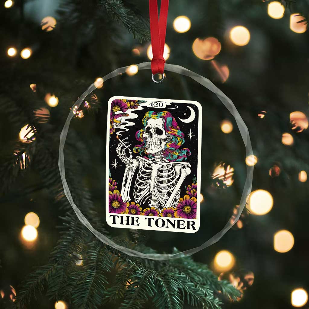 Skeleton 420 Cannabis Crystal Glass Ornament Tarot Card The Stoner Weed Lover - Wonder Print Shop