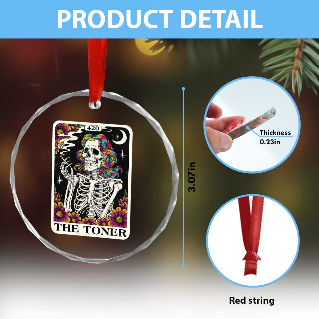 Skeleton 420 Cannabis Crystal Glass Ornament Tarot Card The Stoner Weed Lover - Wonder Print Shop