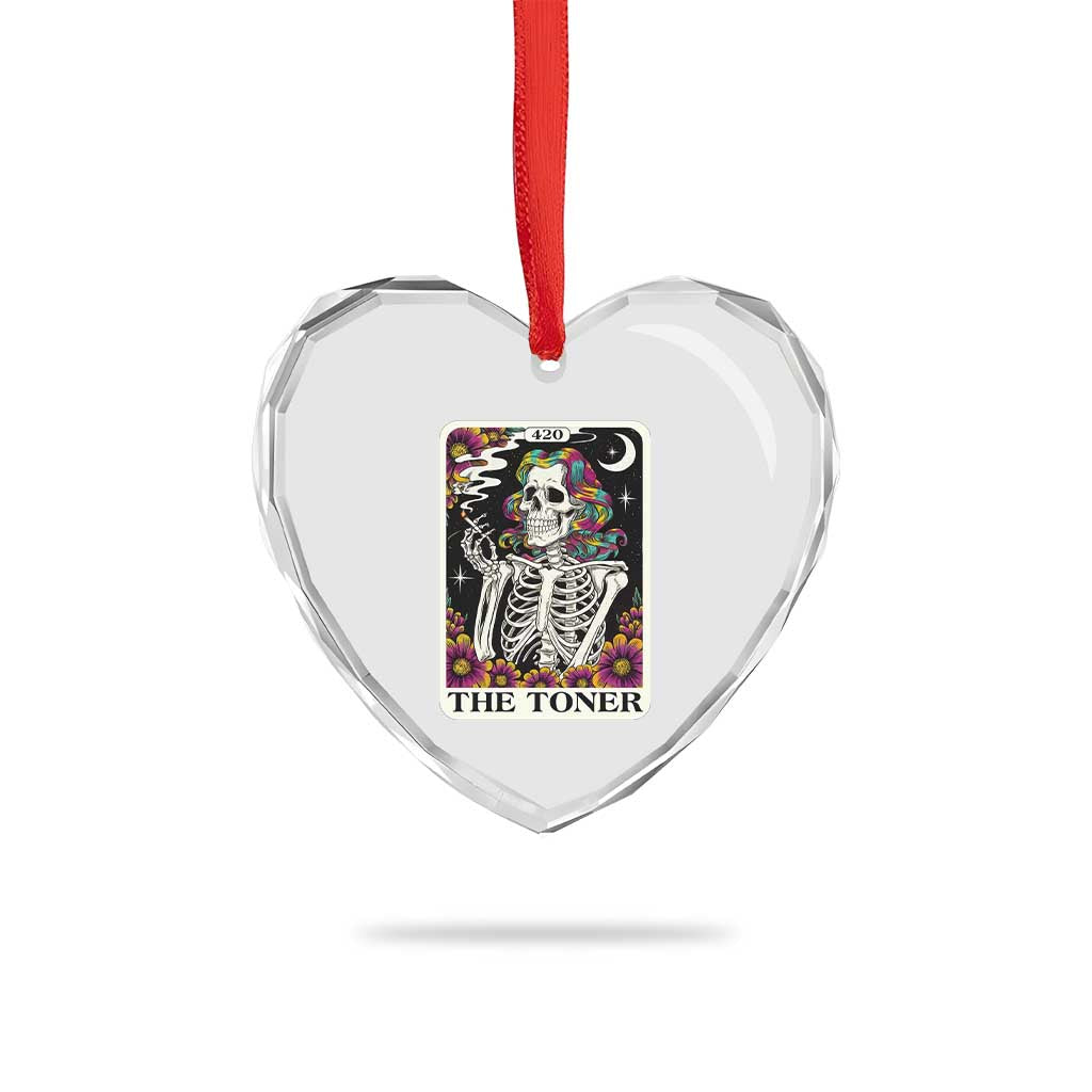 Skeleton 420 Cannabis Heart Crystal Glass Ornament Tarot Card The Stoner Weed Lover - Wonder Print Shop
