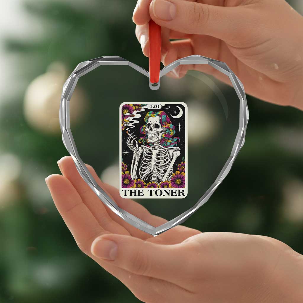Skeleton 420 Cannabis Heart Crystal Glass Ornament Tarot Card The Stoner Weed Lover - Wonder Print Shop