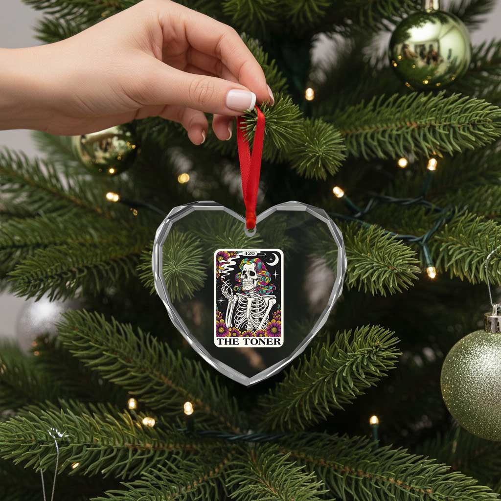 Skeleton 420 Cannabis Heart Crystal Glass Ornament Tarot Card The Stoner Weed Lover - Wonder Print Shop