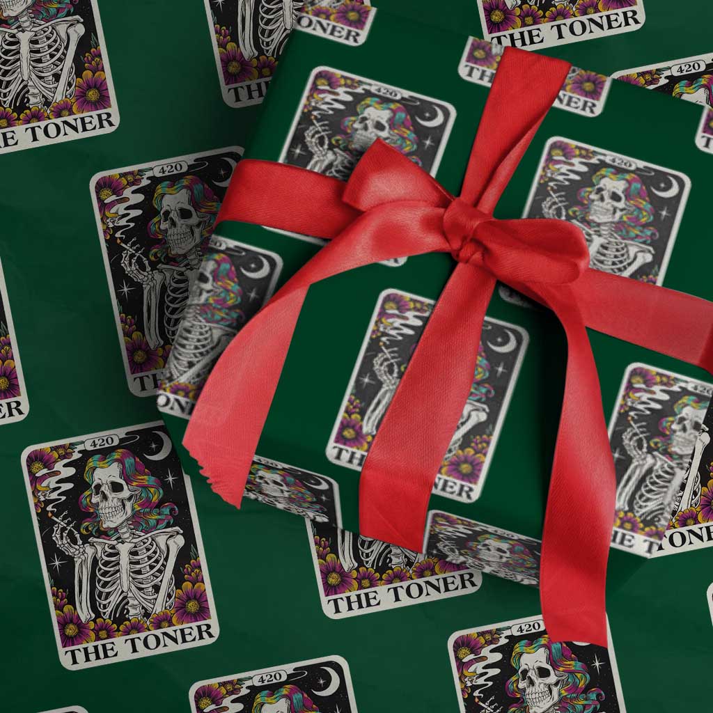 Skeleton 420 Cannabis Wrapping Paper Roll Tarot Card The Stoner Weed Lover - Wonder Print Shop